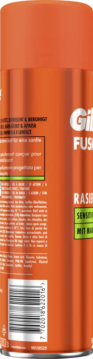 Bild 3 von Gillette Fusion Rasiergel Sensitive, 200 ml