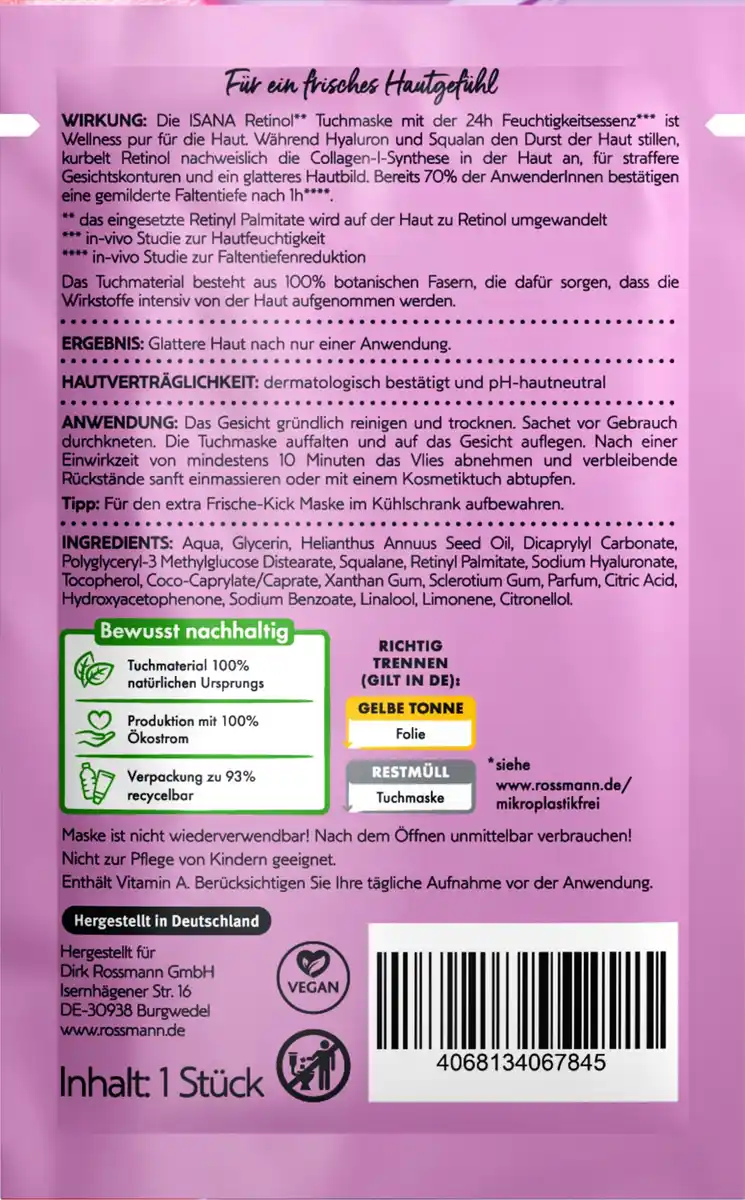 Bild 2 von ISANA Retinol Power Tuchmaske