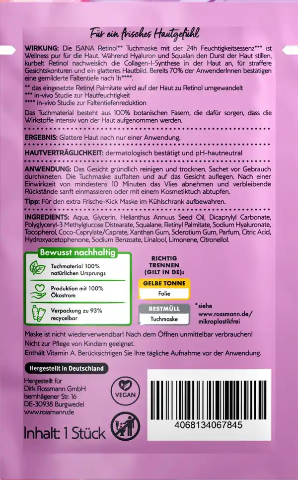 Bild 2 von ISANA Retinol Power Tuchmaske