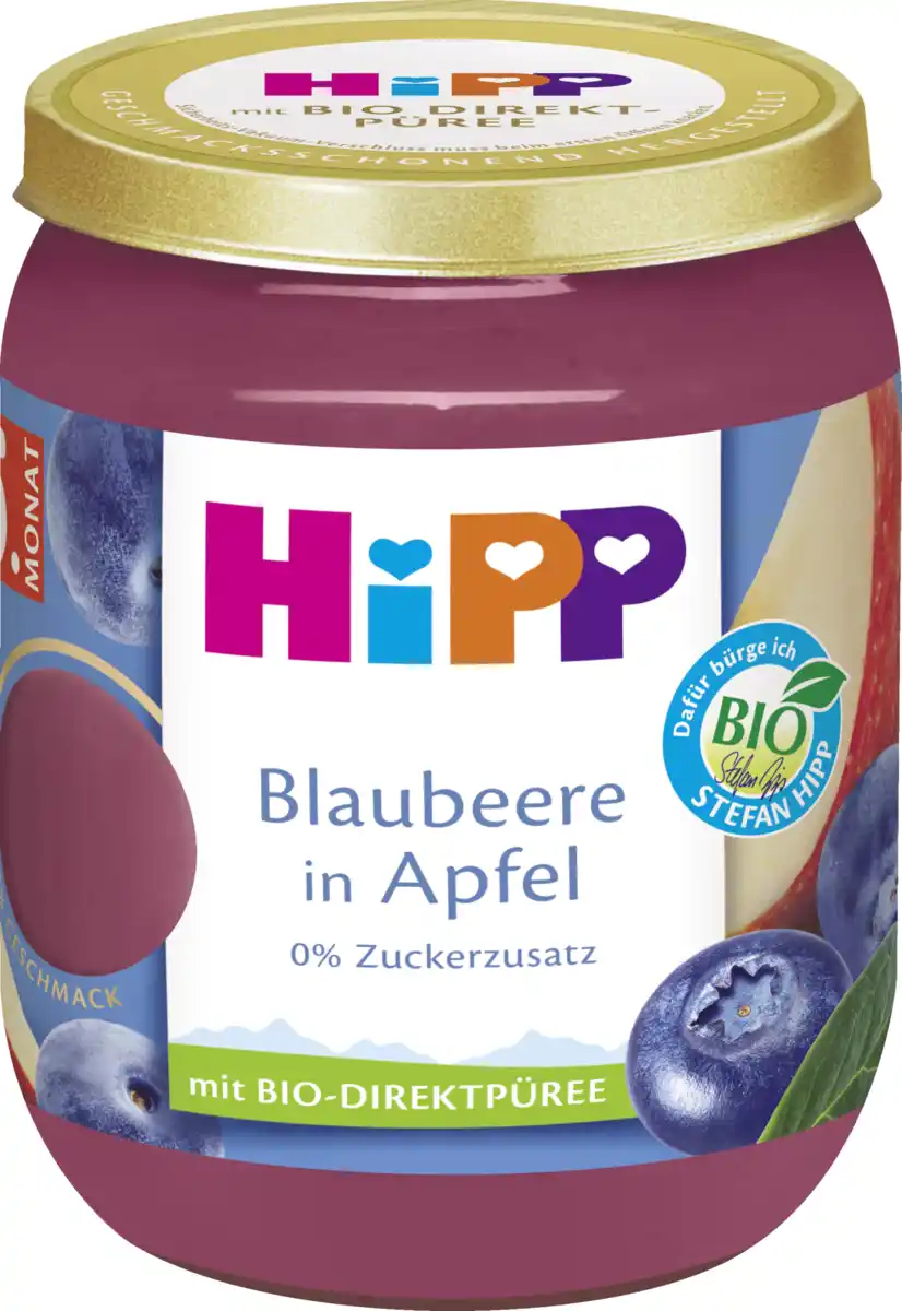 Bild 1 von HiPP Bio Blaubeere in Apfel ab 5. Monat, 160 g