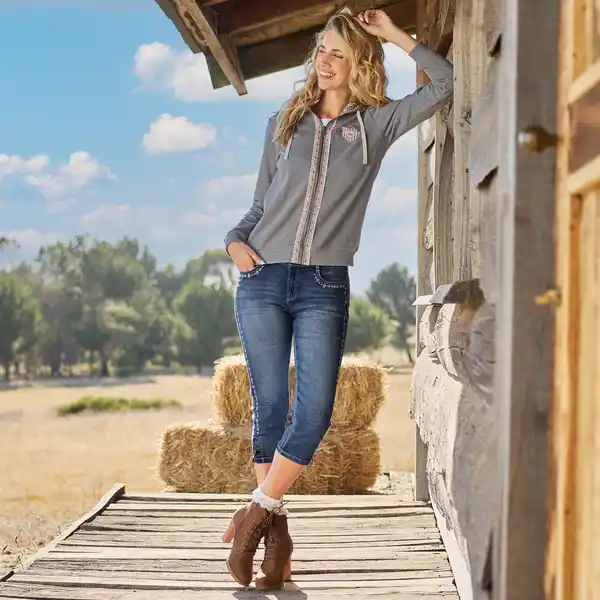 Bild 1 von Damen-Trachten-Capri-Jeans mit Stickerei