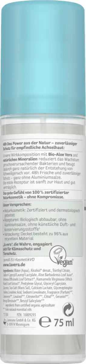 Bild 2 von lavera Deospray Natural & Sensitive, 75 ml