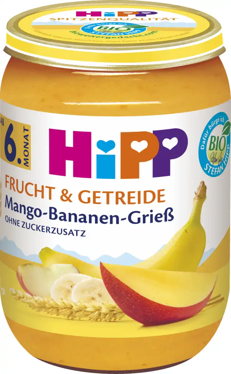 Bild 1 von HiPP Bio Frucht & Getreide Mango-Bananen-Grieß, 190 g