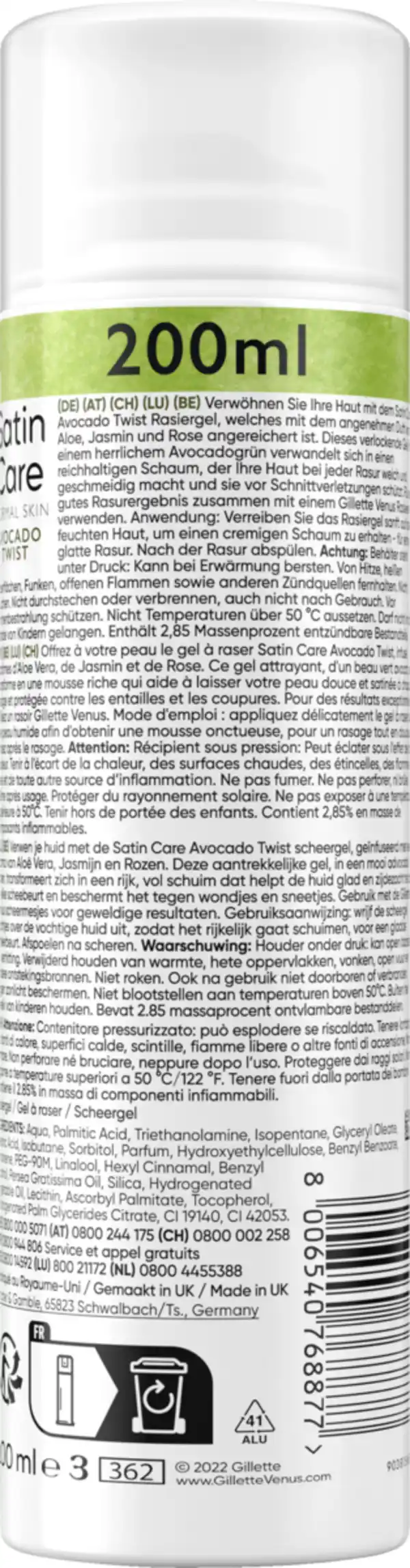 Bild 3 von Gillette Venus Satin Care Rasiergel Avocado, 200 ml