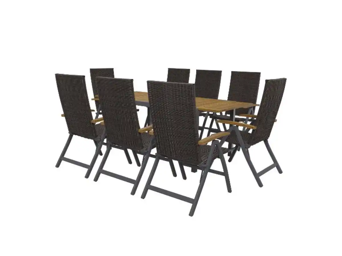 Bild 1 von LIVARNO home Geflecht-Set »Valencia«, 9-teilig - Ausziehtisch & 8 Klappsessel, braun