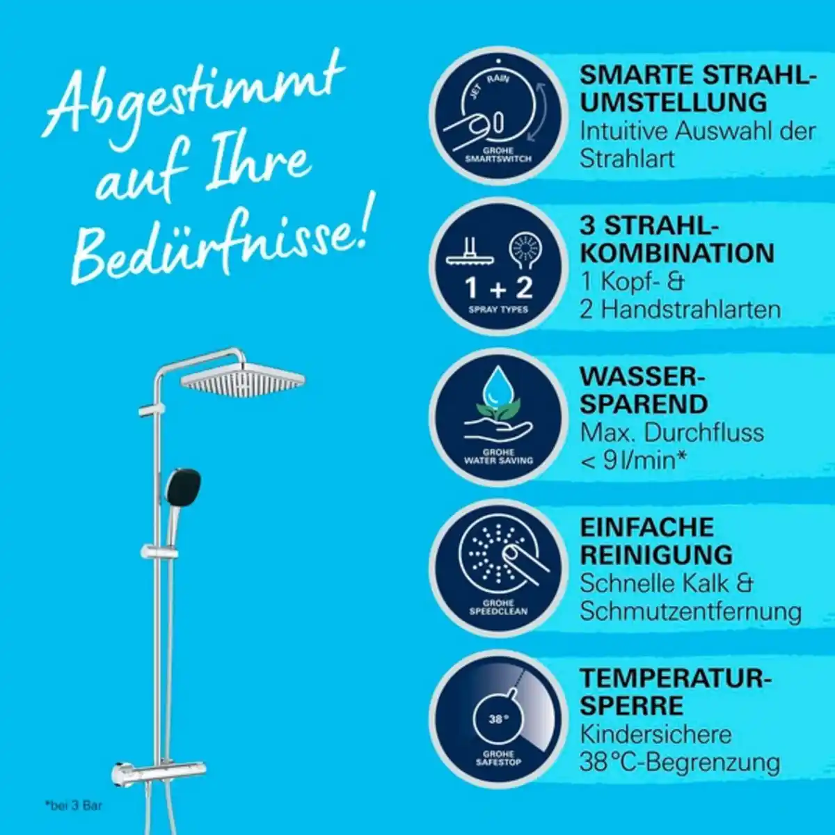 Bild 3 von Duschsystem mit Thermostat »Vitalio Comfort 250«, HxT: 113,2 x 40,4 cm ,eckig, chromfarben
