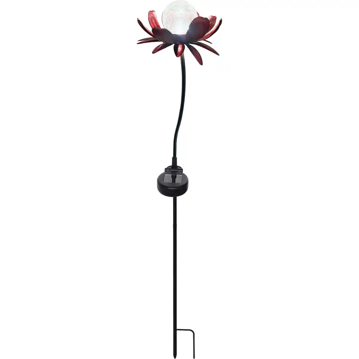 Bild 1 von toom LED-Solar-Dekoleuchte 'Blume' rot-metallic mit Glaskugel 76 cm