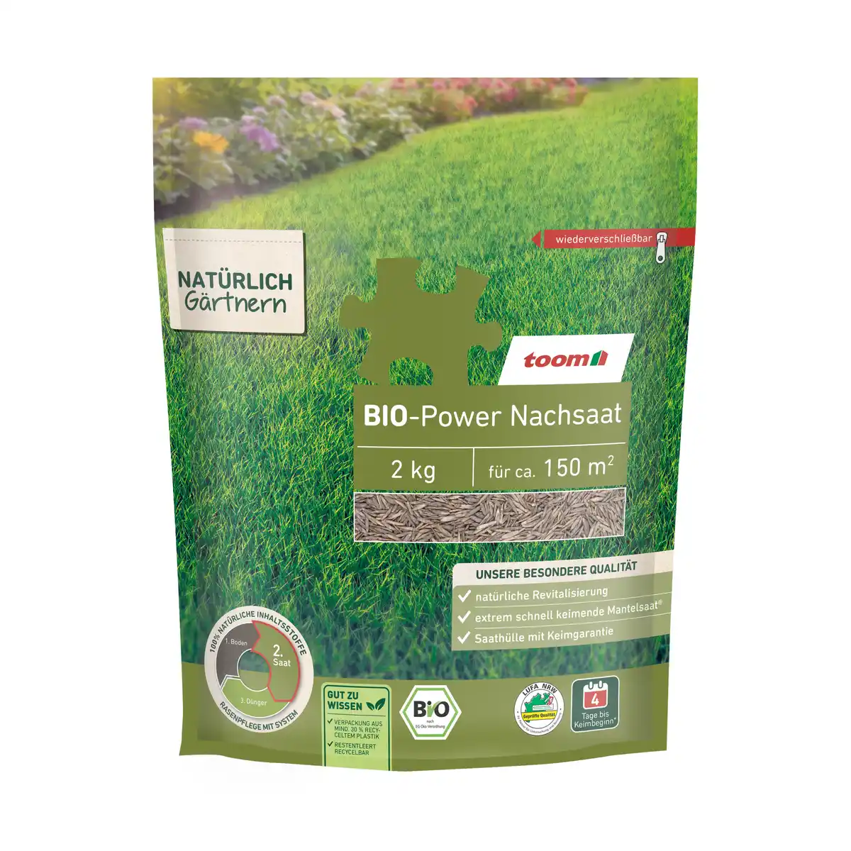 Bild 1 von toom Bio-Rasen-Nachsaat 'Power' 2 kg für ca. 150 m²