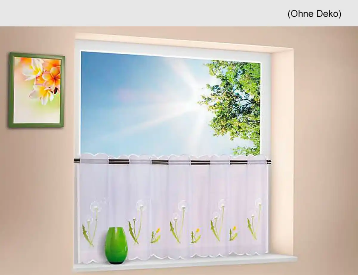 Bild 1 von Scheibengardine weiß / grün