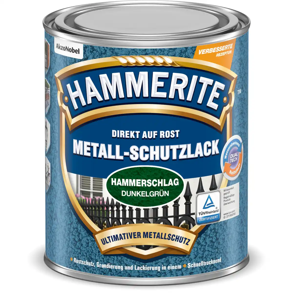 Bild 1 von Hammerite Metallschutzlack Hammerschlag-Effekt dunkelgrün 2,5 l