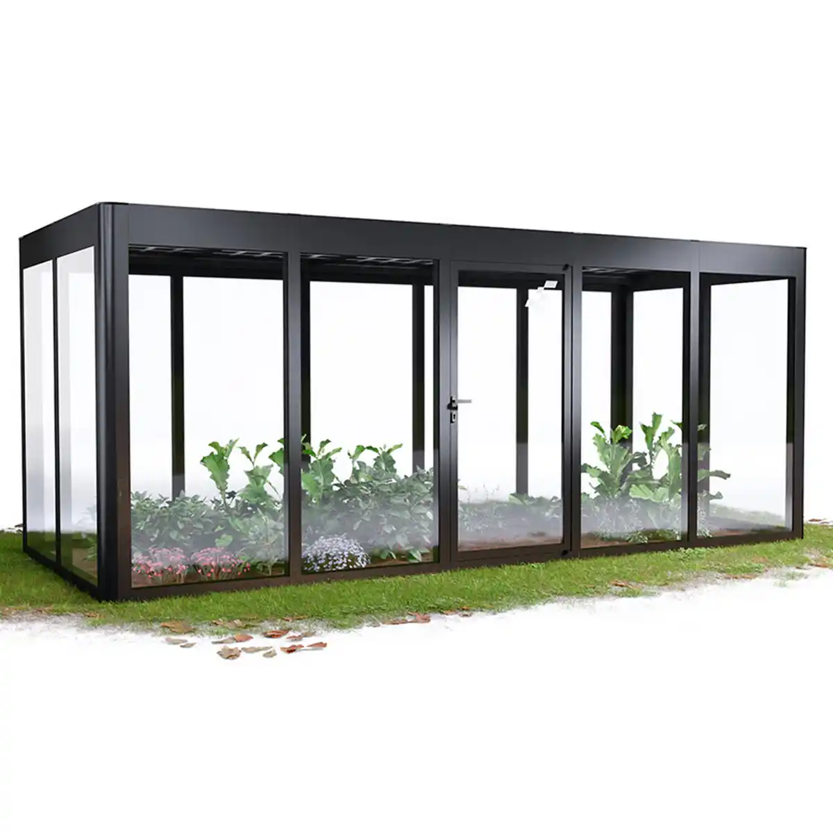 Bild 1 von SunElements Gewächshaus 'SunGarden Energy 5.2' 548 x 233 cm mit 6 mm Acrylglas Solardach anthrazit-metallic