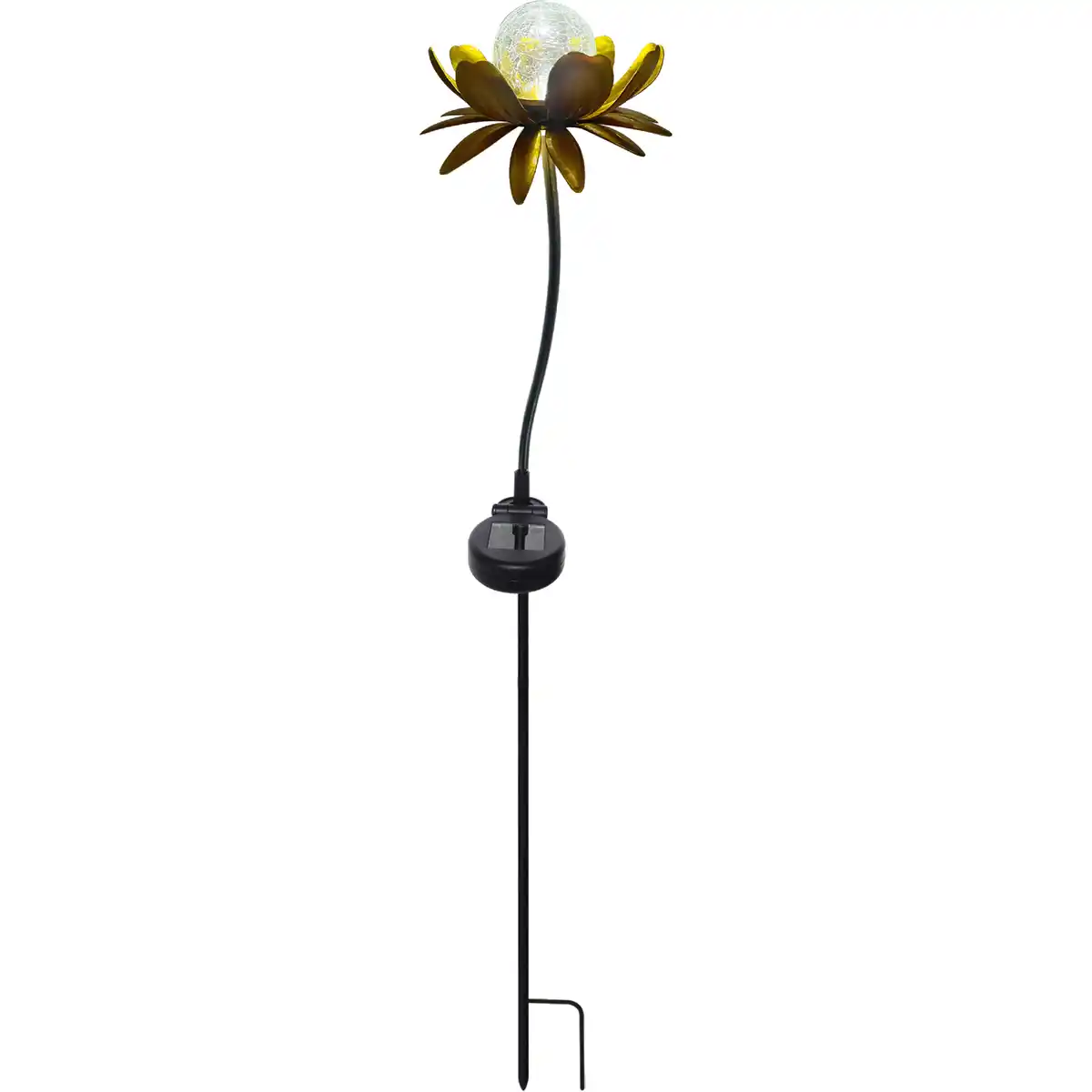 Bild 1 von toom LED-Solar-Dekoleuchte 'Blume' gelb-metallic mit Glaskugel 76 cm