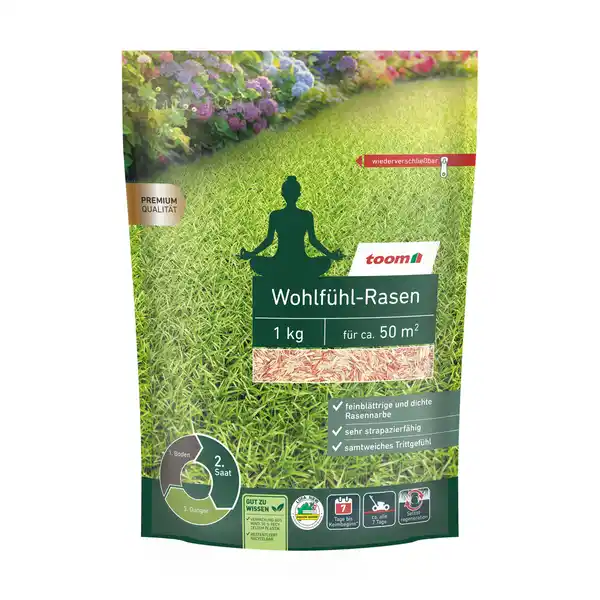 Bild 1 von toom Wohlfühl-Rasensaat 'Premium' 1 kg für ca. 50 m²