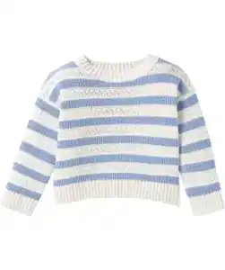 Gestreifter Strickpullover, offwhite