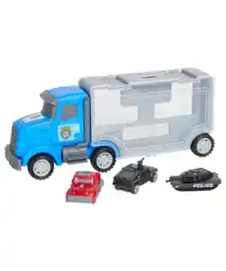 Spielzeug-LKW mit Autos, blau