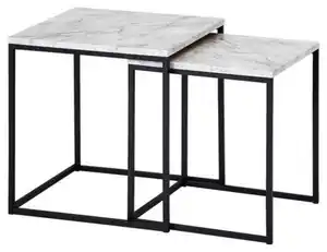 Satztisch 'WL5.983', 2-er Set, Marmoroptik, Schwarz, Weiß