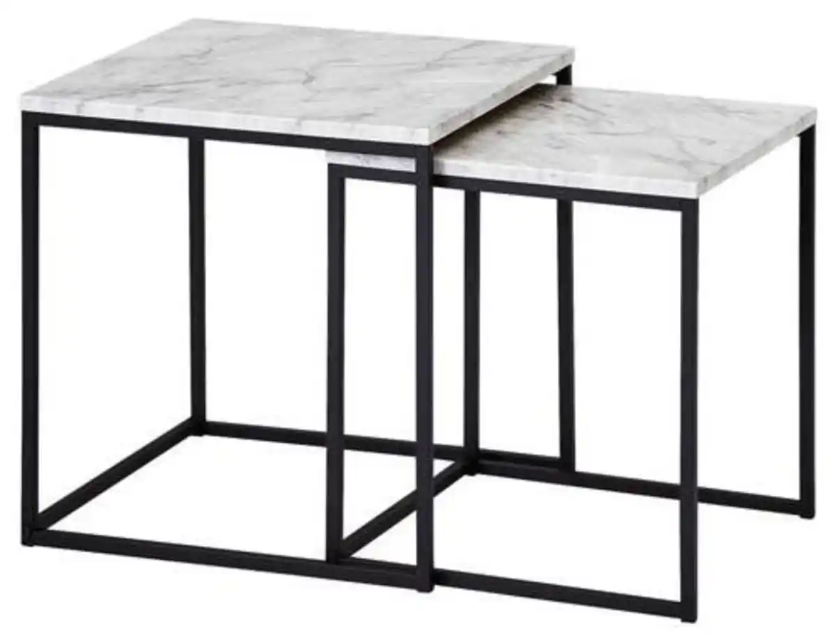 Bild 1 von Satztisch 'WL5.983', 2-er Set, Marmoroptik, Schwarz, Weiß