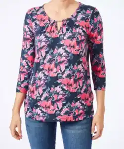Shirt mit Cut-out, dunkelblau bedruckt