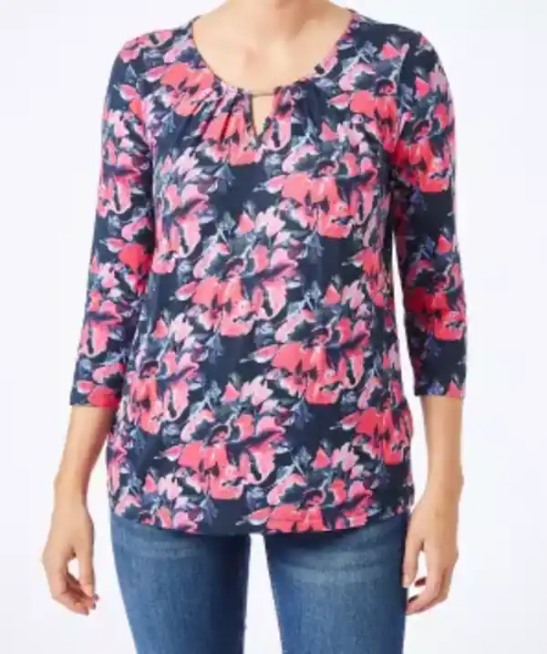Bild 1 von Shirt mit Cut-out, dunkelblau bedruckt