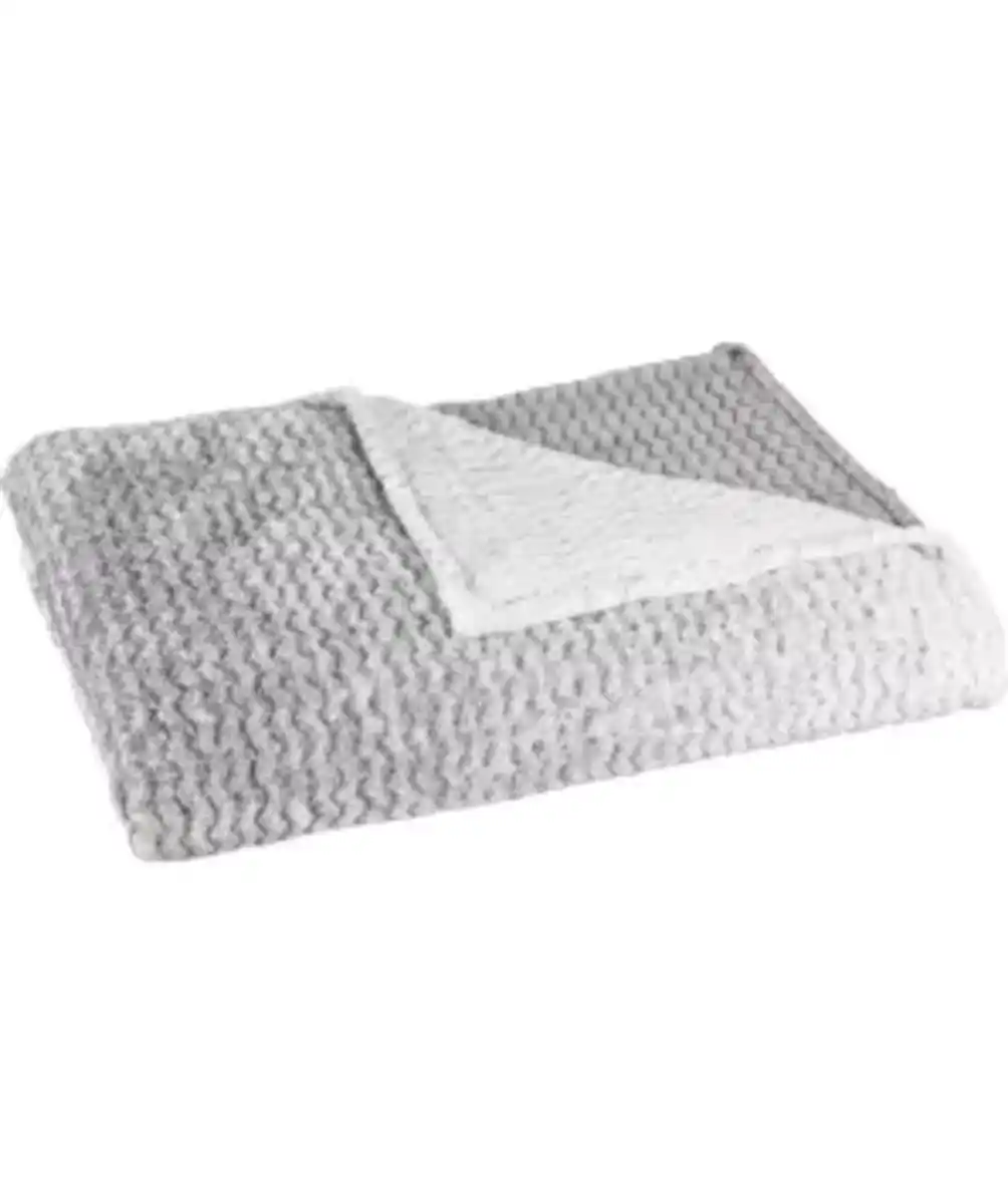 Bild 1 von Flanelldecke mit Zickzackmuster, grau