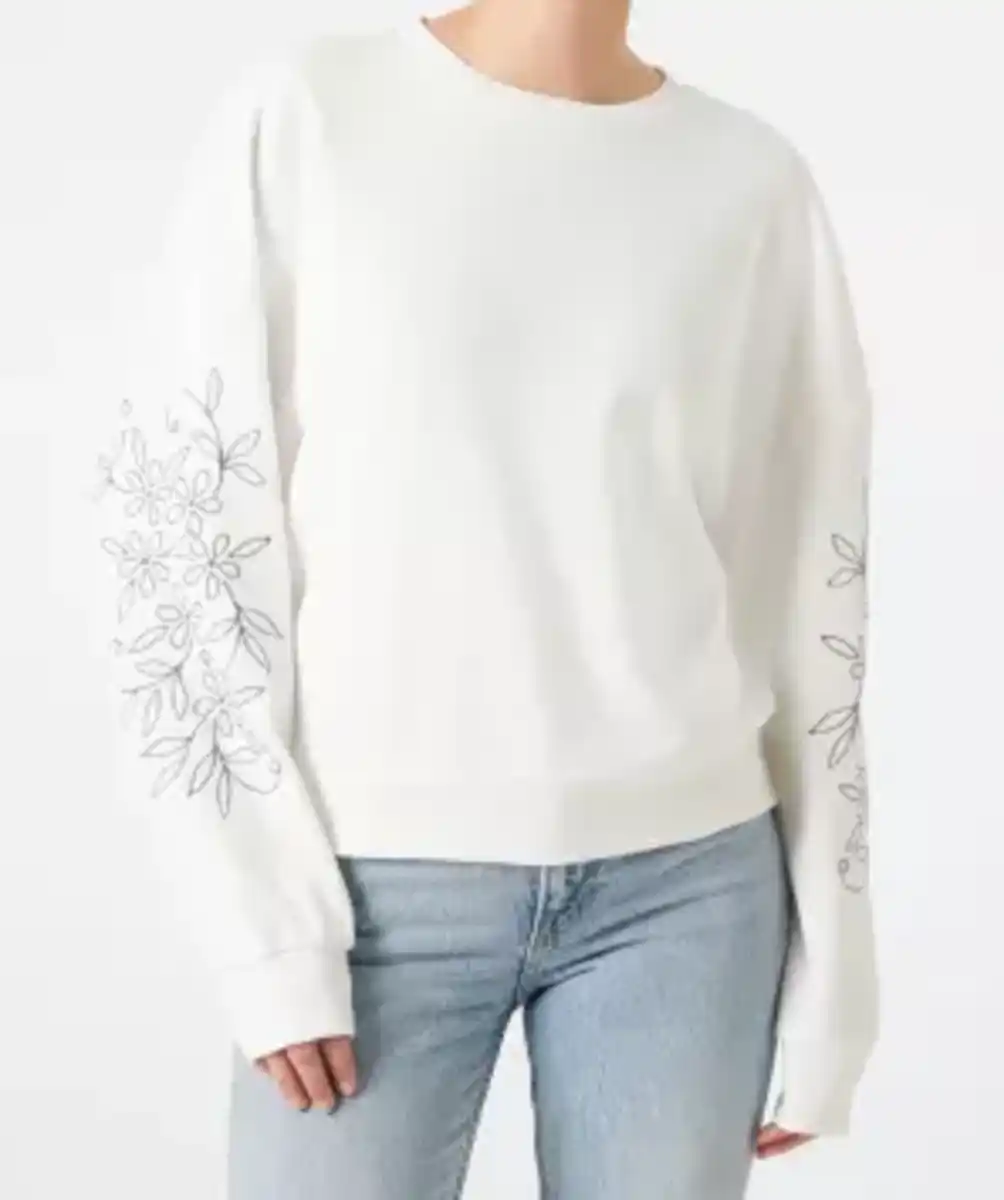 Bild 1 von Sweatshirt mit Stickereien, offwhite