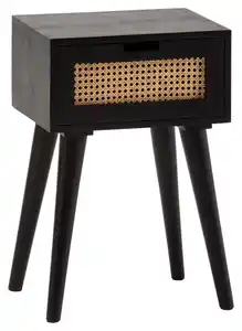 Nachttisch WL6.808 ca. 40x60x30 cm Schwarz/Rattan, Schwarz