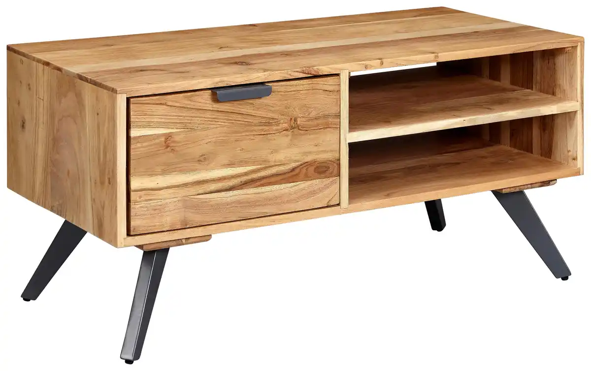 Bild 1 von Couchtisch Holz massiv inkl. offenes Fach + Schublade, Naturfarben