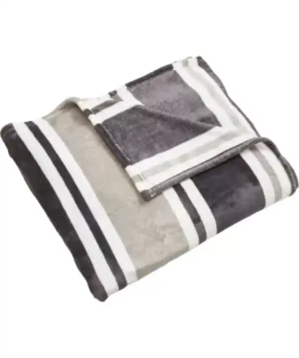 Bild 1 von Flanelldecke mit Sreifenmuster, grau