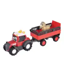 ABC Traktor mit Tieranhänger, rot