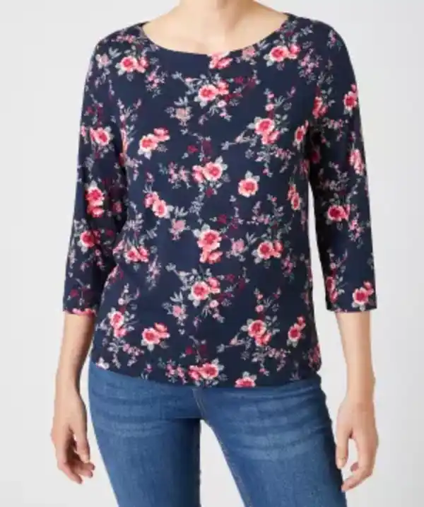 Bild 1 von Shirt mit Rundhalsausschnitt, dunkelblau bedruckt