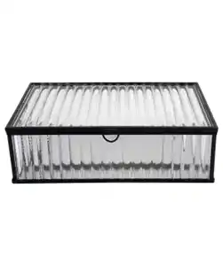 Glasbox mit Rillen, schwarz