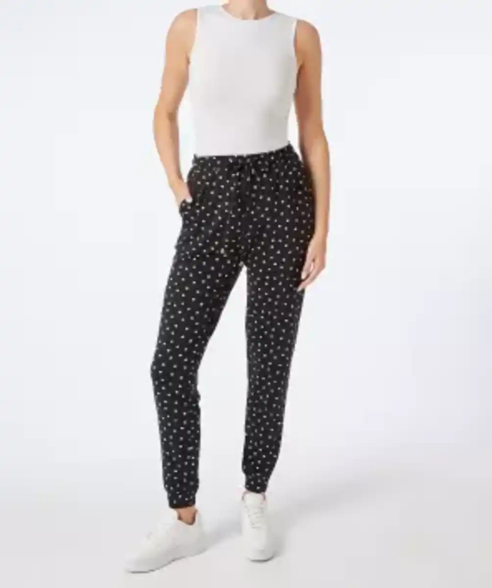 Bild 1 von Gepunktete Freizeithose, schwarz bedruckt