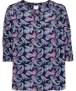 Bluse Paisley, dunkelblau bedruckt