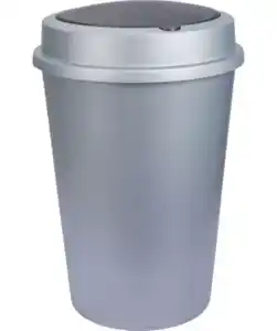 Grauer Mülleimer, grau/schwarz