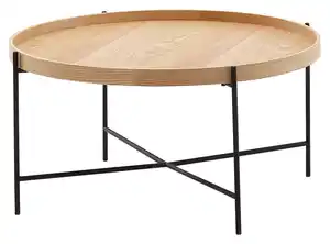 Couchtisch rund Holzdekor Braun/Schwarz, Braun