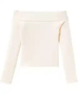 Langarmshirt mit Carmen-Ausschnitt, creme