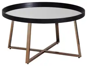 Couchtisch 'WL6.002' Ø ca. 78 cm, schwarz/gold, Schwarz, Goldfarben