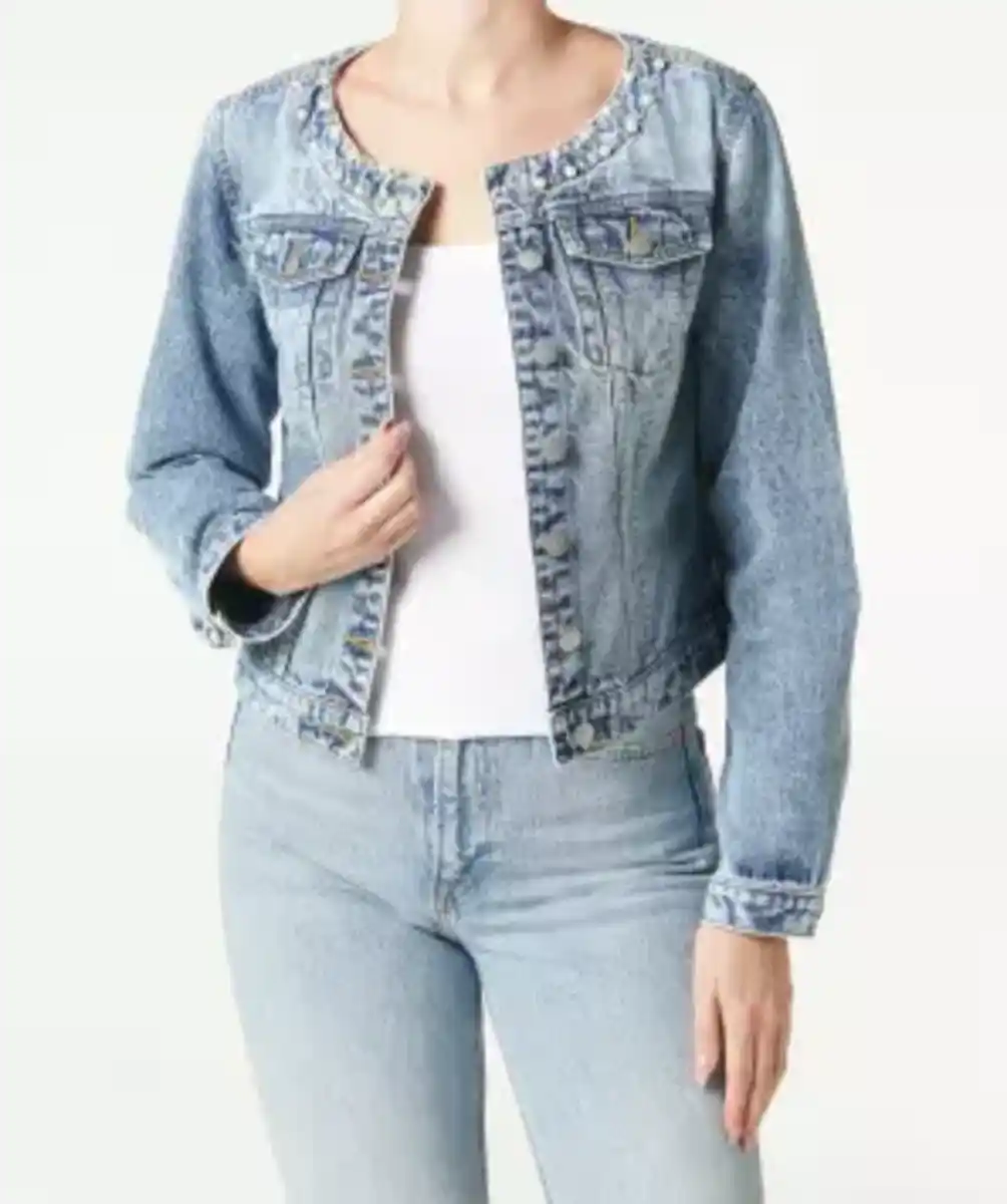 Bild 1 von Jeansjacke mit Perlen, jeansblau hell