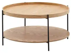 Couchtisch Braun/Schwarz rund Ø 78 cm, inkl. Stauraum, Braun