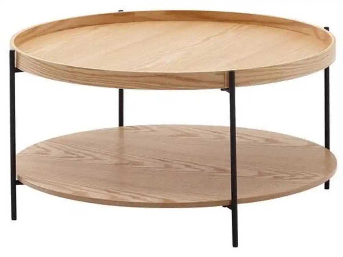 Bild 1 von Couchtisch Braun/Schwarz rund Ø 78 cm, inkl. Stauraum, Braun