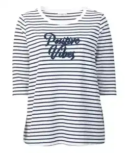 Sweatshirt mit Applikation, weiß/blau