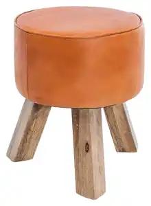 Hocker ca. 37x45 cm Braun/Echtleder, Braun