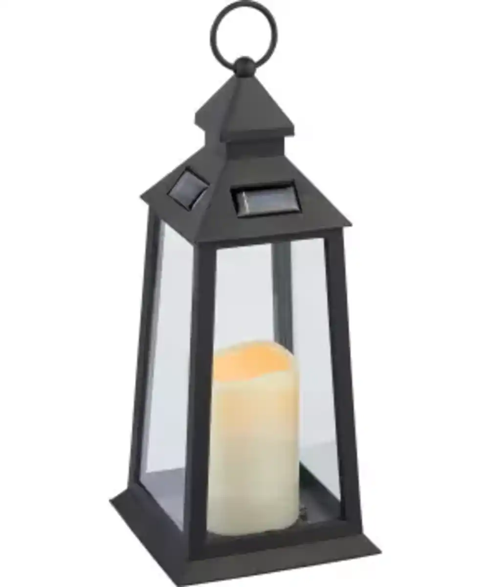 Bild 1 von Solar-Laterne mit Kerze, schwarz