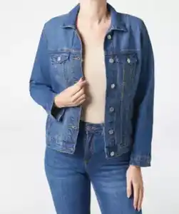 Jeansjacke mit Knöpfung, jeansblau dunkel