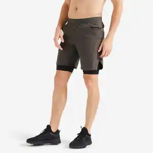 DOMYOS 2-in-1-Shorts Herren RV-Tasche - 500 khaki