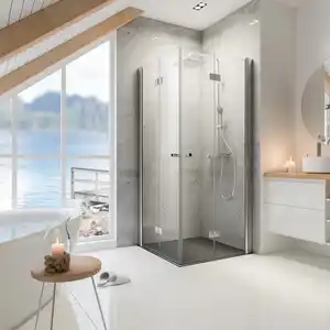 Schulte ExpressPlus Drehfalttür Eckeinstieg Garant mit Duschwanne 90 cm x 90 cm