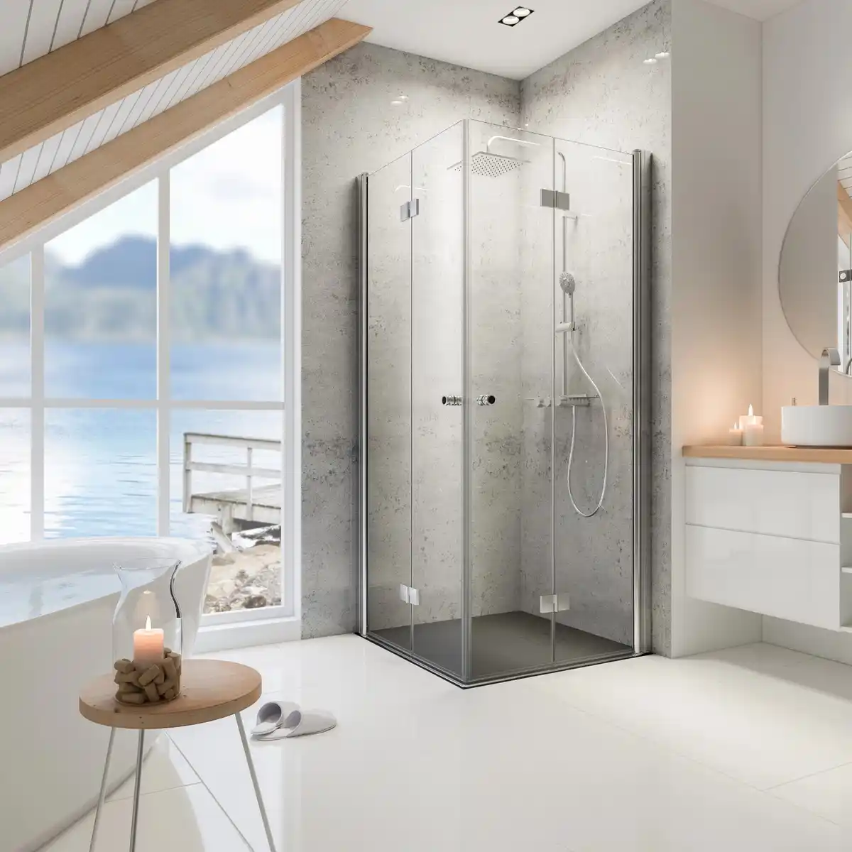 Bild 1 von Schulte ExpressPlus Drehfalttür Eckeinstieg Garant mit Duschwanne 90 cm x 90 cm