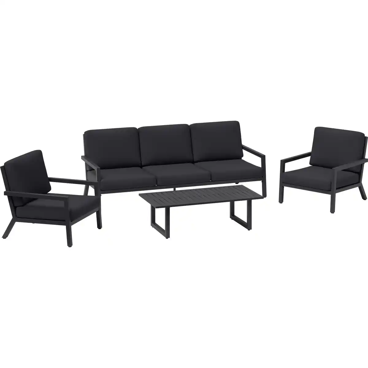 Bild 1 von Lounge-Gruppe Springtown 4-teilig Aluminium Schwarz-Dunkelgrau