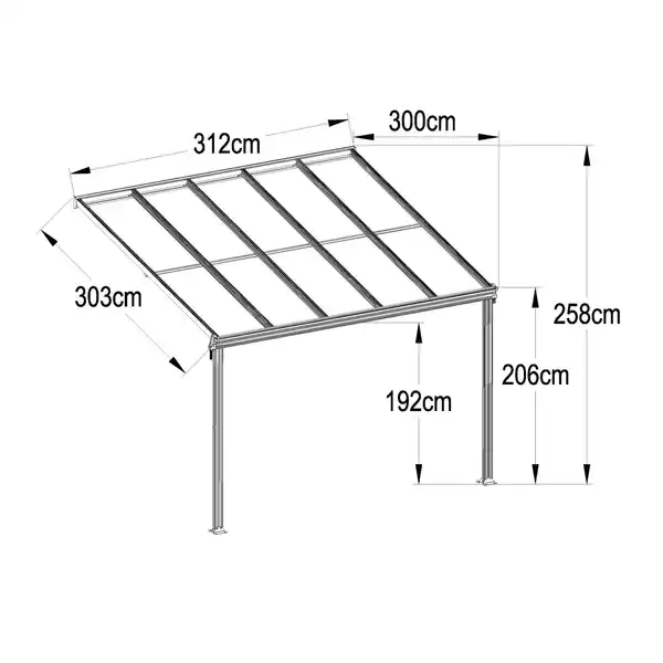 Bild 3 von Floraworld Terrassenüberdachung Anthrazit 312 cm x 303 cm
