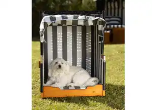 Hundestrandkorb Grau/Weiß